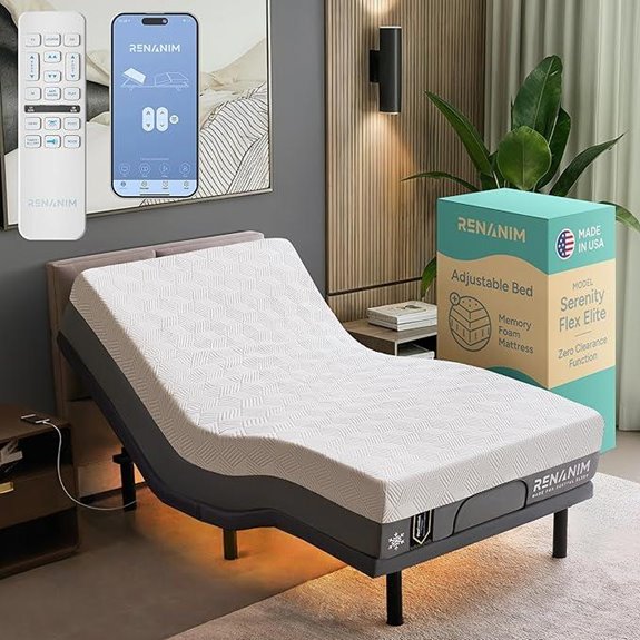 SFE Adjustable Bed Frame with Mattress and Features