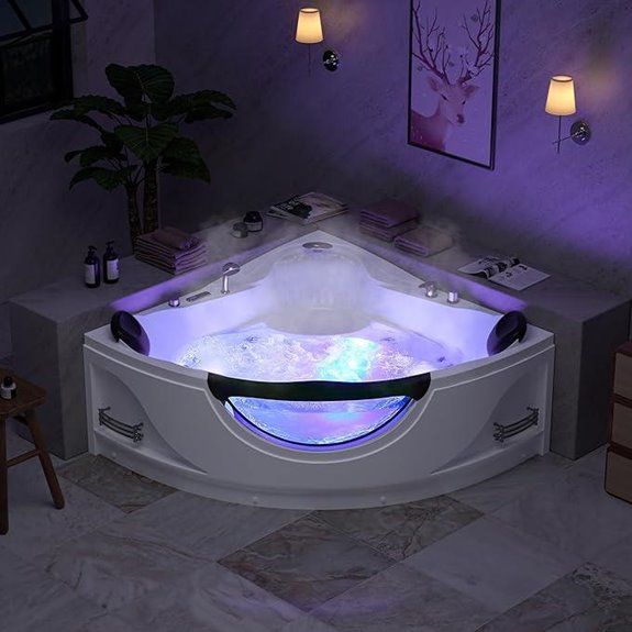 Empava 59 Corner Spa Tub with Jets and Lights