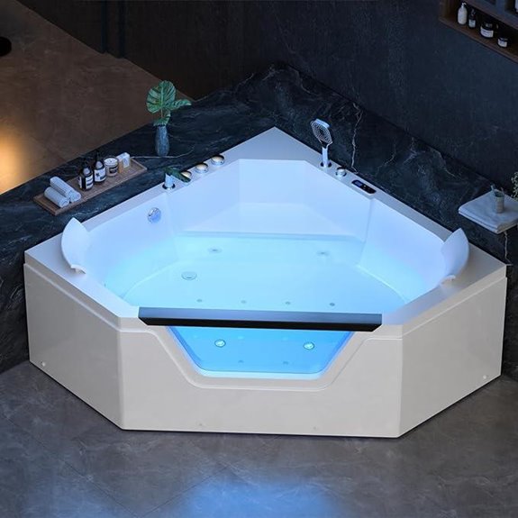 Empava 59 Corner Whirlpool Tub with Jetted Spa