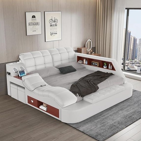 Luxury Smart King Bed Frame with Massage and Storage