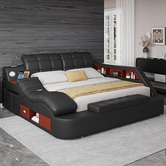 Luxury King Bed Frame with Massage & Bluetooth Speakers