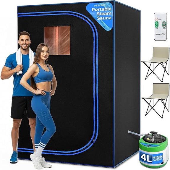 SereneLife 2-Person Portable Steam Sauna with Chairs