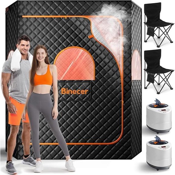 Portable 2-Person Steam Sauna with Folding Chair