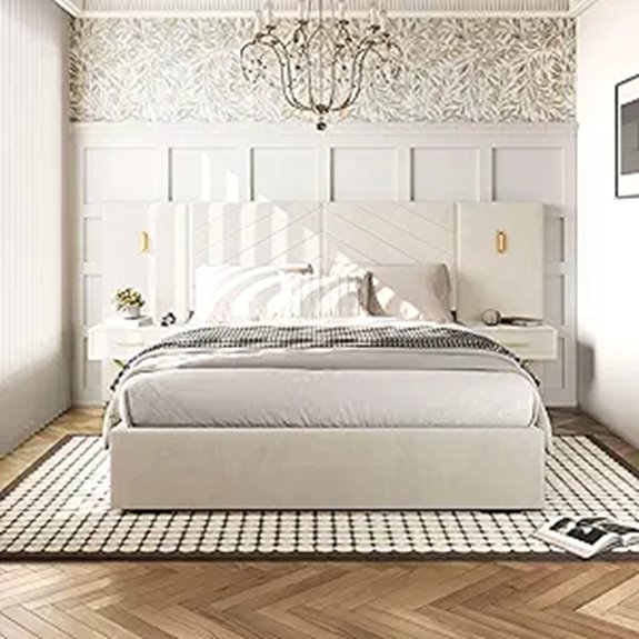 DEINPPA Queen Bed Frame with LED Lights and Nightstands